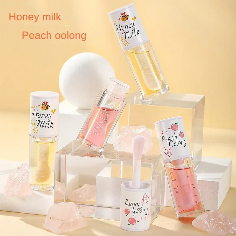 Honey Peach Lip Oil Long Lasting Repair Moisturizing Hydrating Lip Balm Anti-Cracking Plumper  Korean Cosmetics Lip Care Serum