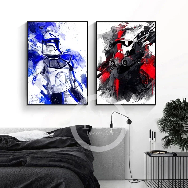 Disney Stormtrooper Boba Fett Alpha Conqueror Watercolor Canvas Painting Wall Art Posters and Prints for Room Decor