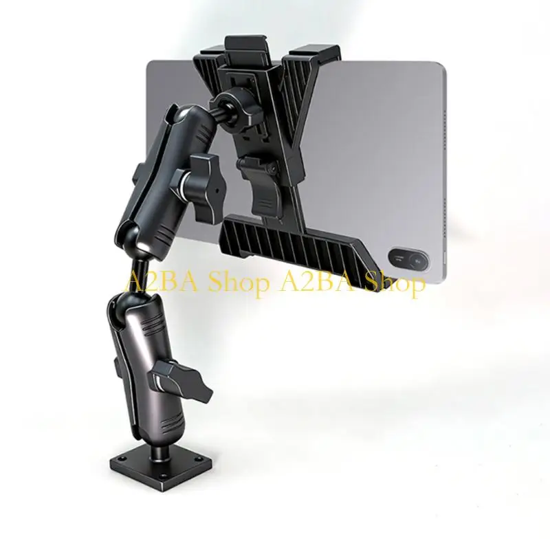 A2BA Metal and ABS Tablet Mount for 5 to 12.9Inch Devices, Adjustable Phone Holder with Screw Base for Desk or Wall