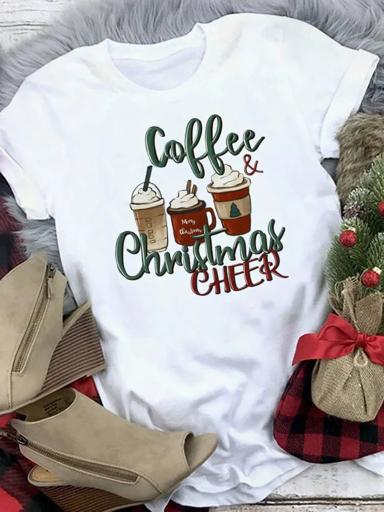 Christmas Coffee Lovers Shirt Iced Latte Snowmen Sweets Winter Women Shirt Christmas Santa TShirt Xmas Gift for Coffee Lover