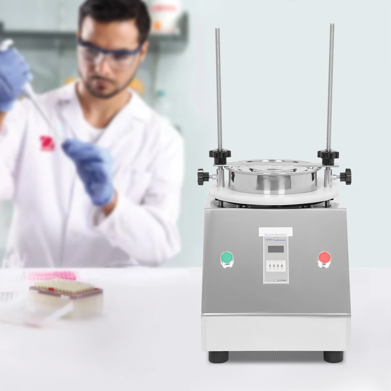 

125W Lab Sifter Vibrating Sieve Machine, Stainless Steel Electric Vibrating Screen Sieve Shaker Machine 0.025-20mm/0.001-0.79in