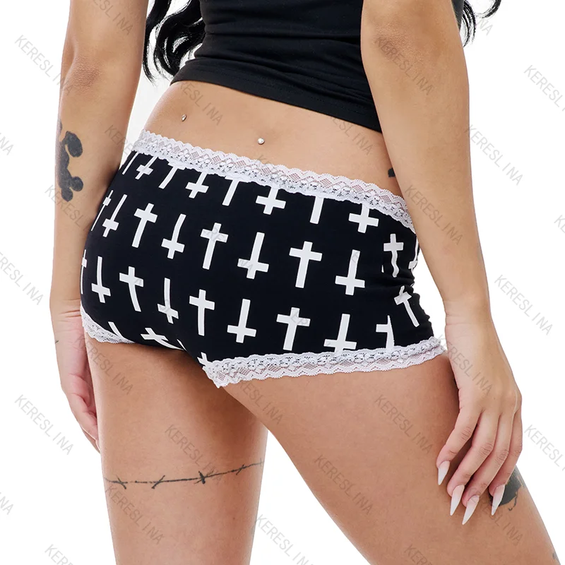 Punk hip-hop rock sexy spicy girls style lace bow mini shorts summer Europe and America trendy fashionable versatile mini shorts