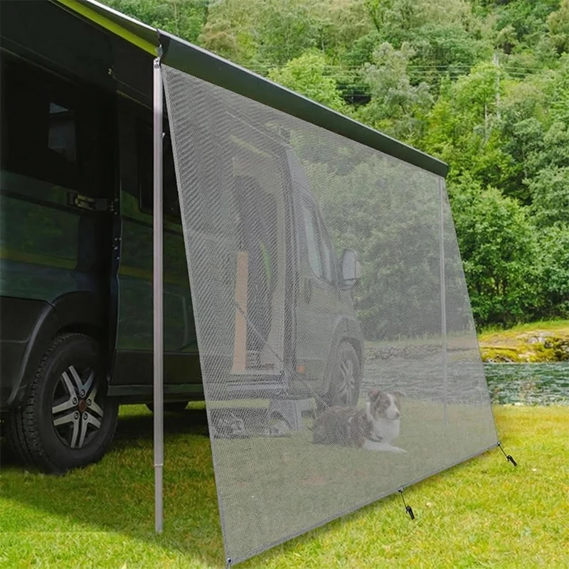 

1set RV Awning Sun Shade Screen Sunshade Kit Camper Awning Shade Screen UV Blocker Completed Kits Motorhome Mesh Sunscreen