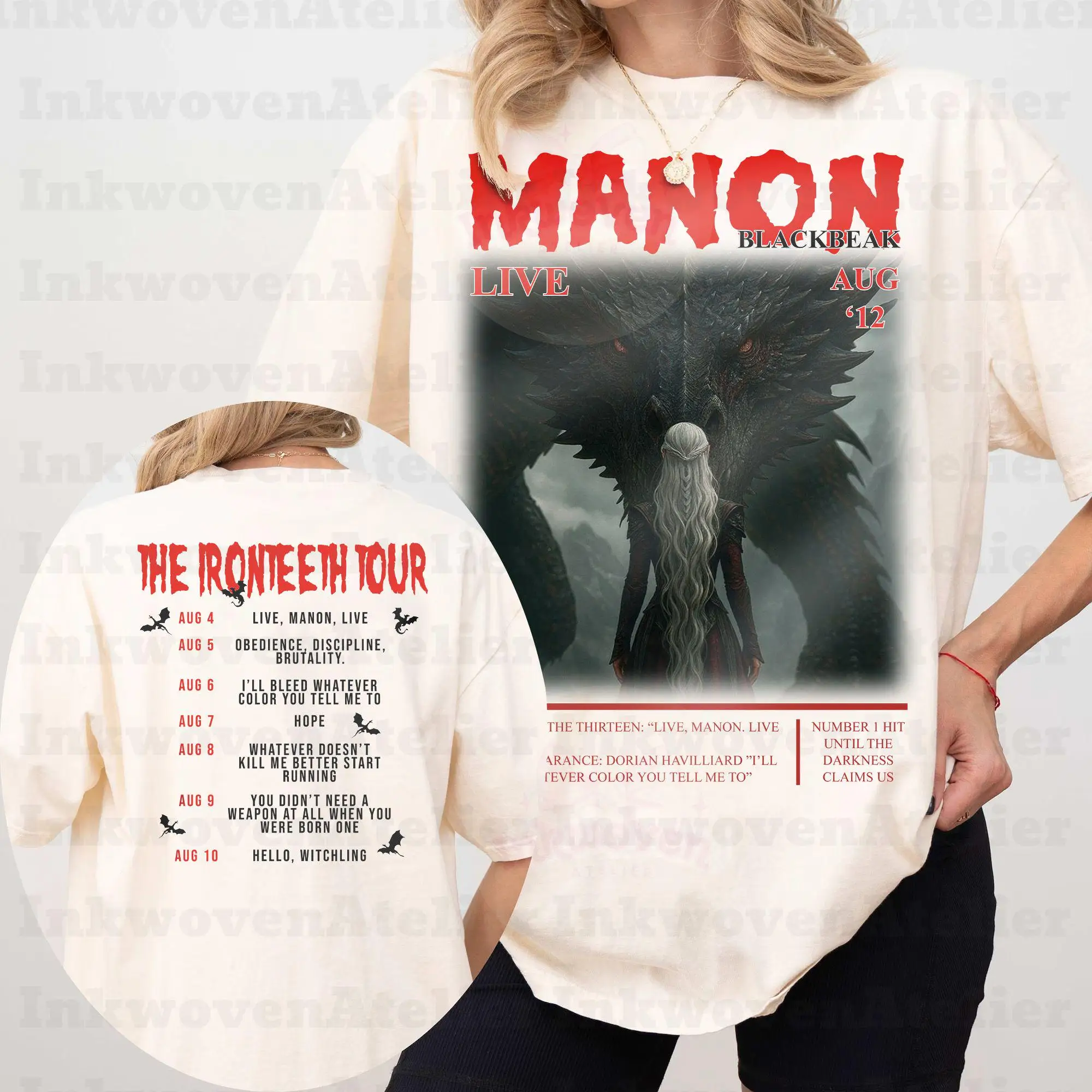 Throne of Glass Manon Blackbeak The Thirteen Tee Shirt Sarah J Maas Merch TOG Booktok Bookish Wyvern Bookstagram T-shirt
