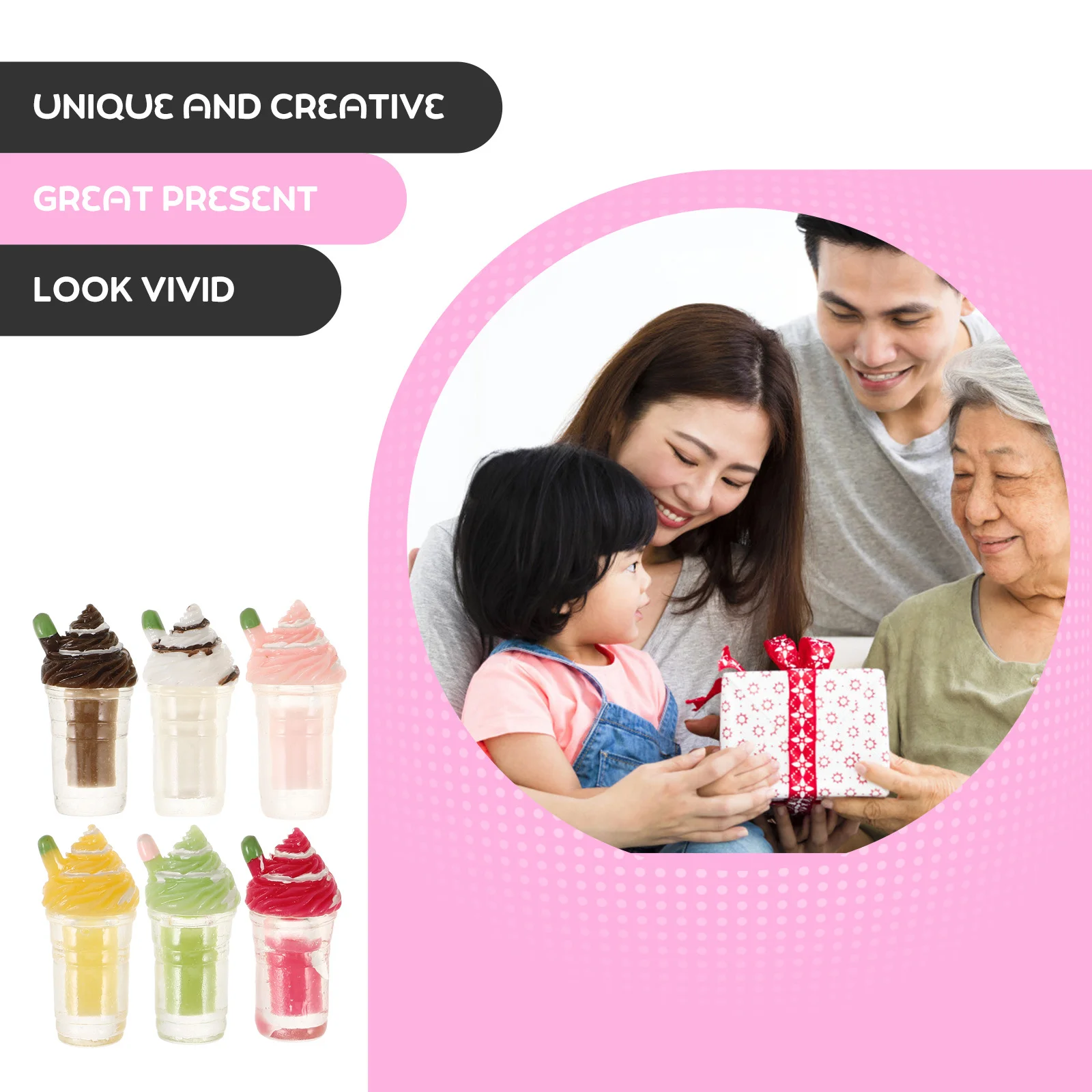 โมเดลเครื่องดื่มจิ๋วพลาสติก 6 ชิ้น ของตกแต่งรูปเครื่องดื่มปลอม คละสี ของตกแต่งบ้านจิ๋ว ของตกแต่งโต๊ะทำงาน ของเล่นเสริมสร้างจินตนาการ