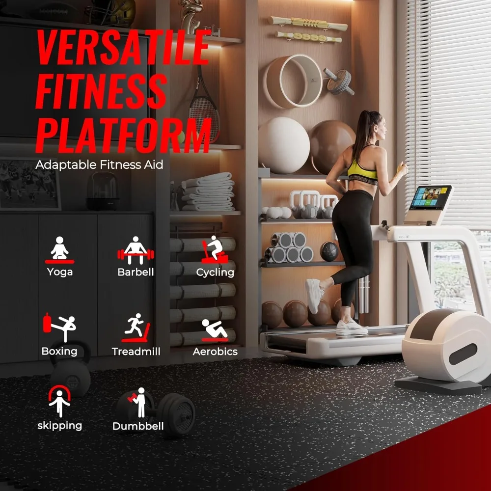 Extra-Thick Exercise Equipment Mats, 12 Pcs 48 Sq Ft Rubber Top Floor Tiles with High Density EVA Foam