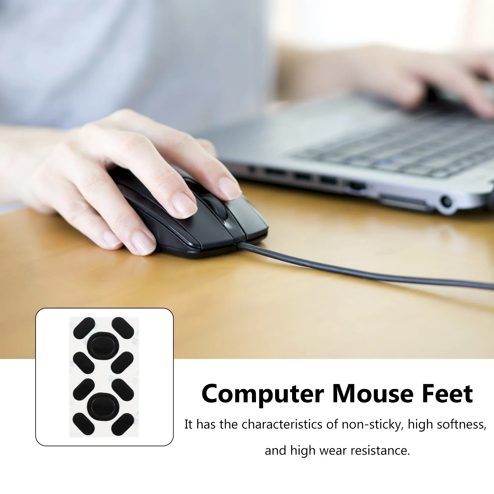 

2 set Mouse Feet For Computer Silicone Mice Skates High Wear Resistance Non-Sticky Smooth Glide Replacement Gaming Accessory