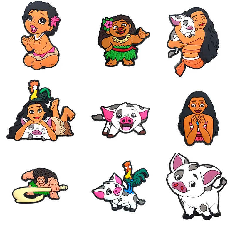 Hot Toys Cute Moana Shoes Charm Decorations Various styles Random matching PVC Decoration Detachable Waterproof For Party Gifts