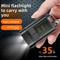 LED Mini Flashlight Keychain Light - Type-C Rechargeable Portable Emergency Torch Multi-Functional Hat Clip Light