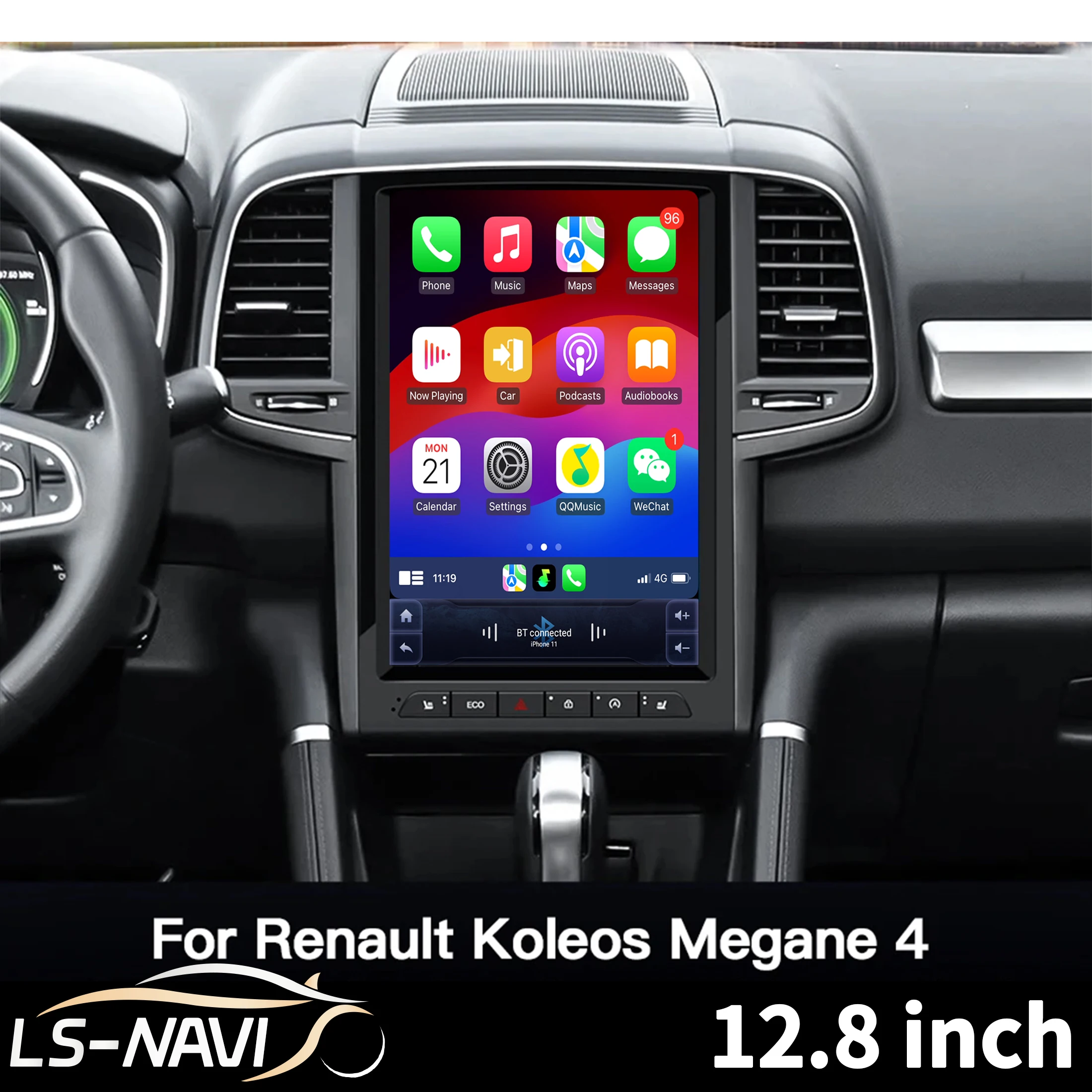 

12.8inch Car Radio For Renault Koleos Samsung Talisman Megane 2017-2019 Head Unit Wireless Bluetooth CarPlay Touch Screen Stereo