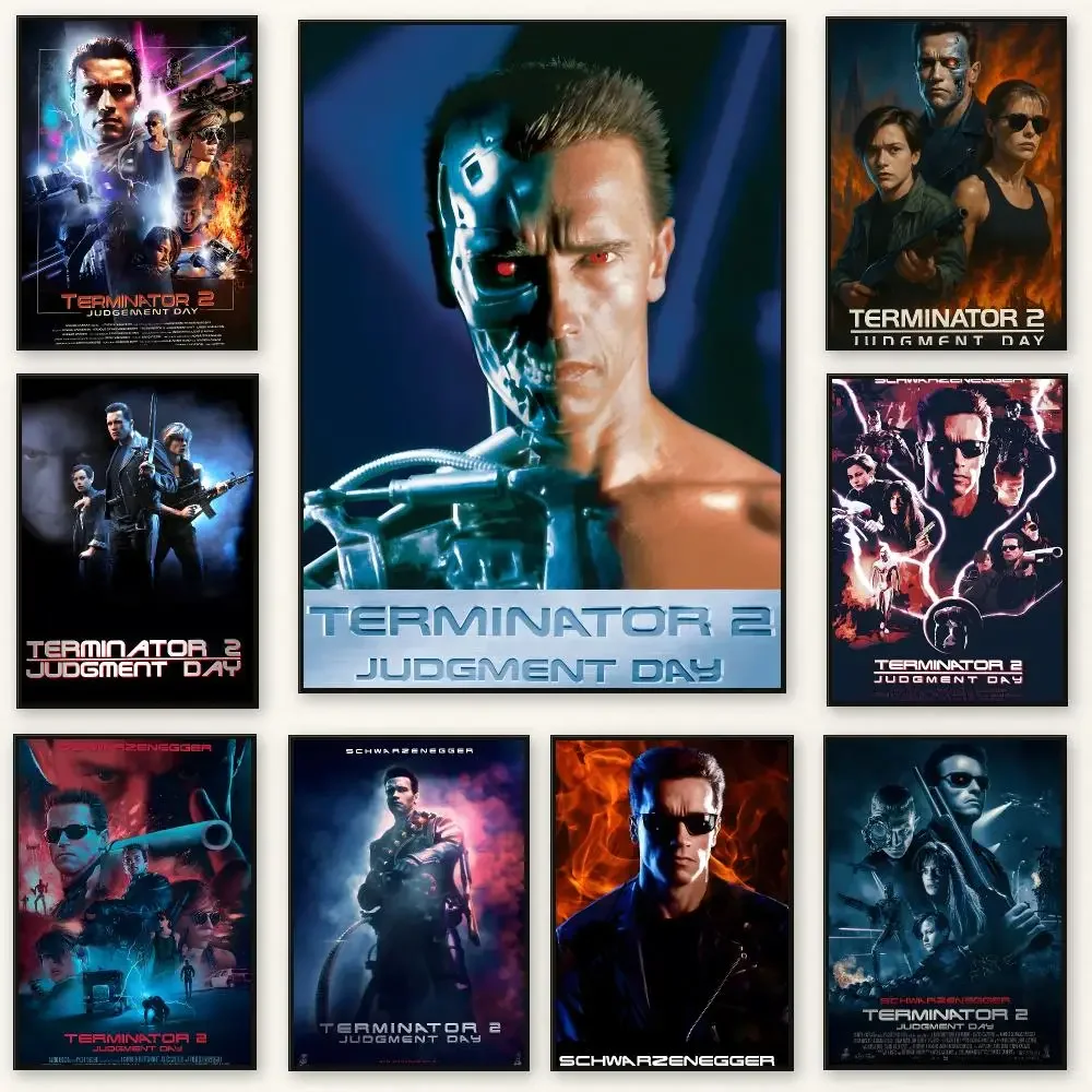 Sci-fi movie Terminator 2 Judgment Day Poster Peel And Stick Indoor Bedroom Wall Decor Aesthetic Gift