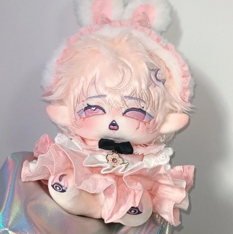 

20cm No Attribute Rabbit Fur Pink Hair Handsome Boy Monster Body Cosplay Dolls Anime Soft Plush Cotton Doll Dress Up Toys