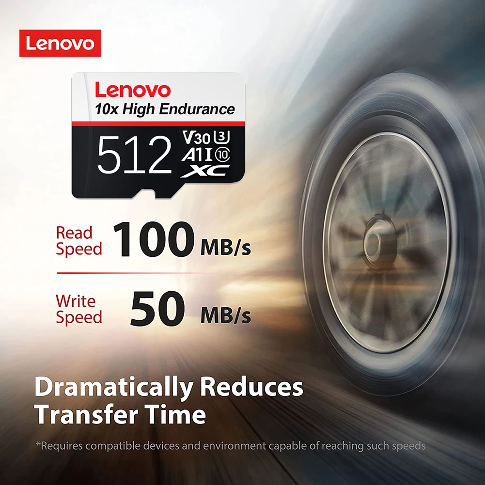 Lenovo kartu memori SD 2TB 1TB 512GB 256GB 128GB 64GB, kartu Flash kelas 10 untuk ponsel/Tablet PC dengan adaptor