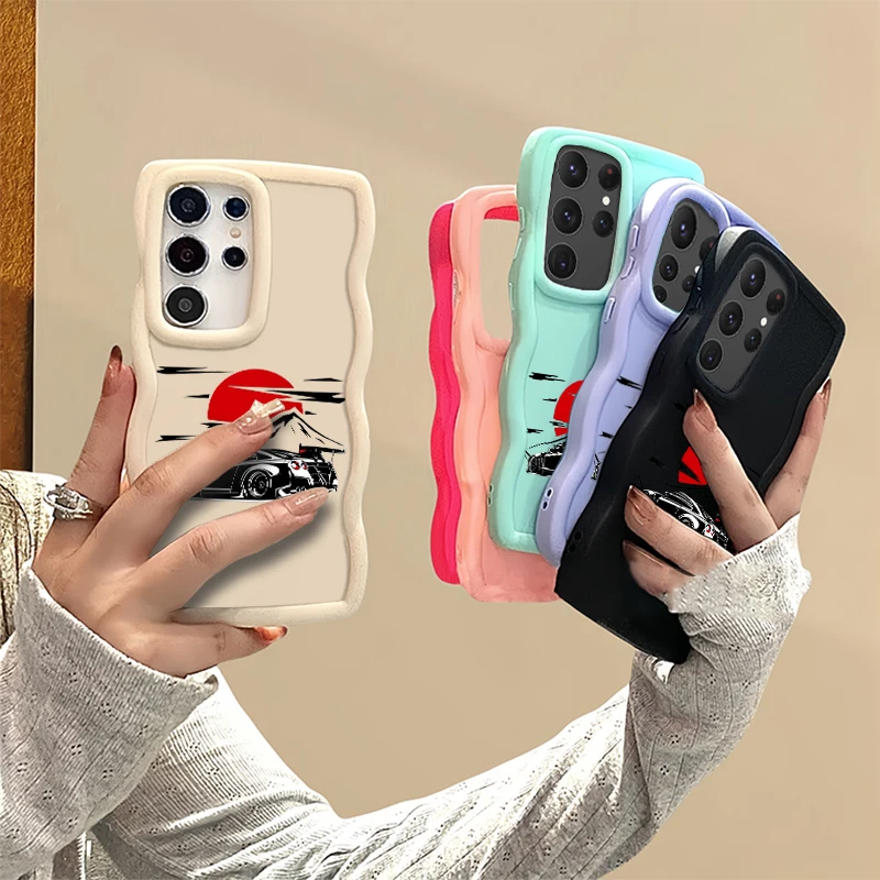 

JDM Car Wave Phone Case For Samsung Galaxy S21 S22 S23 FE S24 S25 PLUS ULTRA 4G 5G Soft Protective Macaron Cover