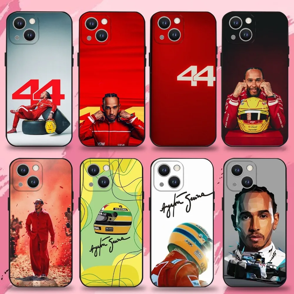 

44 L-Lewis H-Hamilton-S Phone Case For iPhone 16,15,14,13,12,11 Plus,Pro Max,XS,X,XR,SE,Mini,8,7,Soft Silicone Black Cover