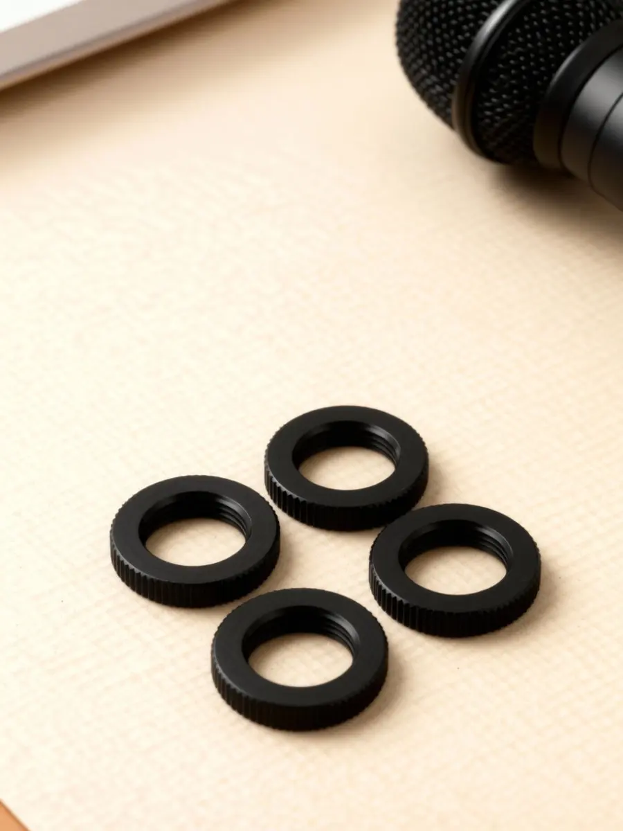 6Pcs Microphone Stand Nuts Knurled Lock Double Locking Tripod Screw Adapter Black for Mic Mounting Thread Stability Recording