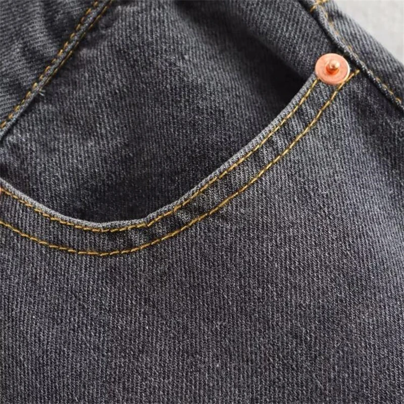 Casual Women's High Waist Straight-leg Jeans Pants Fashion All-match Full Length Denim Pants Pocket Zipper Jean Trousers