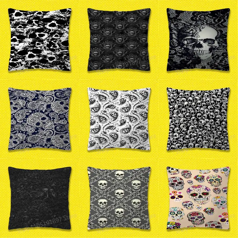 

Lace Skull Flower Pattern Throw Pillow Case For 30x30cm 40x40cm 45x45cm 50x50cm 55x55cm Square Sofa Pillowcase Shell