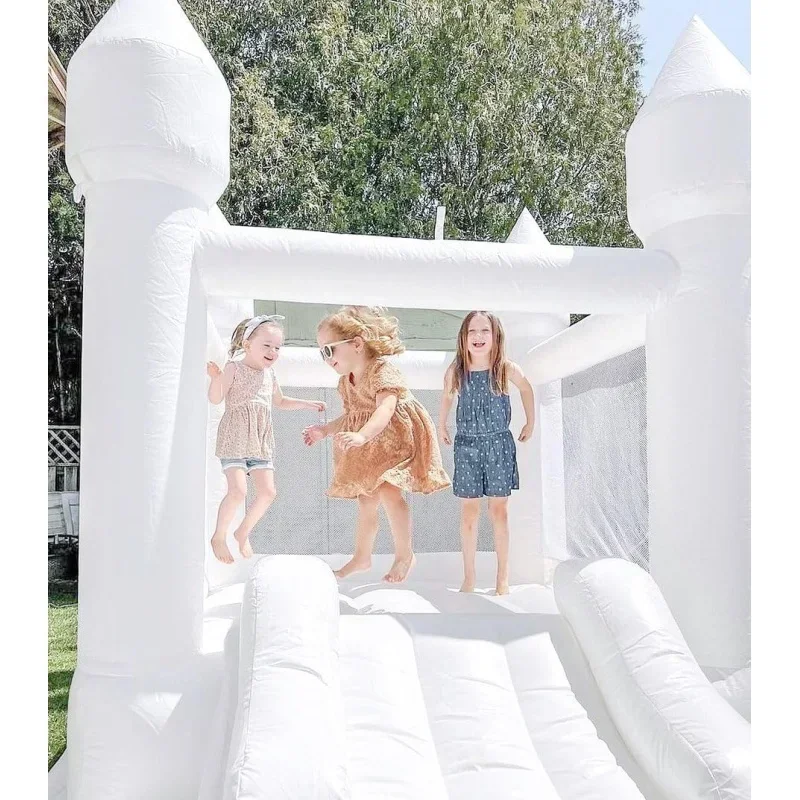 White Bounce House Indoor Bounce House for Kids 2-6 Outdoor Toddlers Oxford Bouncy Castle with Slide & Blower,103 x 71 x 90