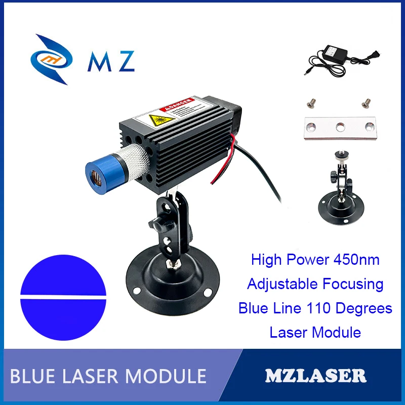 

Blue Line Laser Module Adjustable Focusing 450nm 300mw 500mw 800mw 1000mW 110 Degrees With Bracket And Adapter Supply