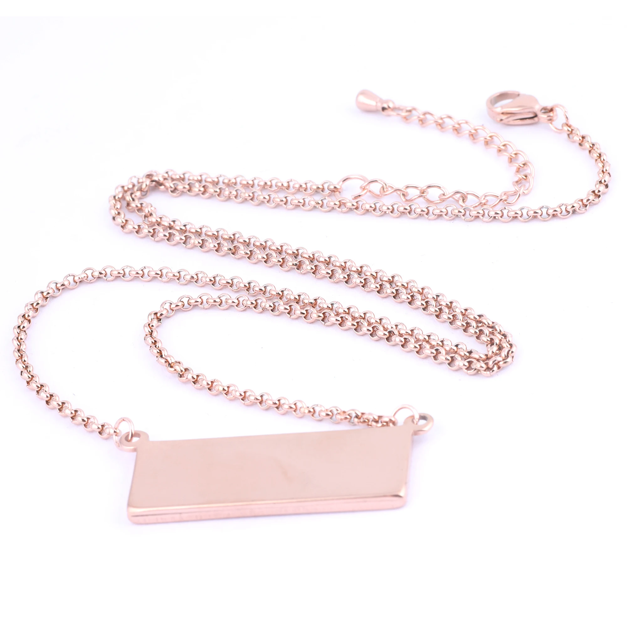 5pcs 56cm Long Chain Pendant Necklace Bezel Setting Blanks Fit 10x30mm Rectangle Cabochon Base Trays Diy Jewelry Accessories
