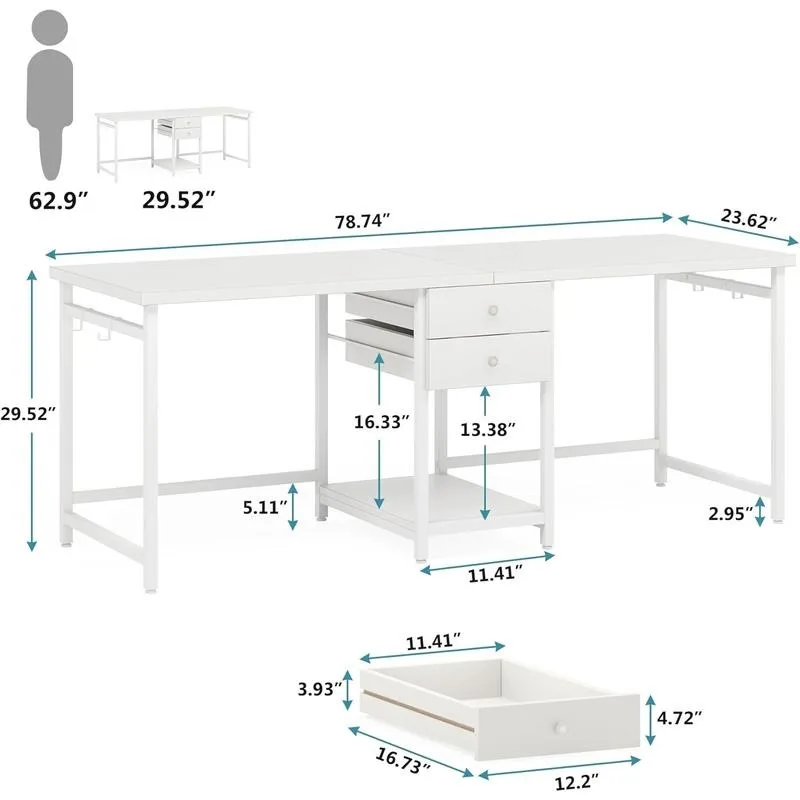 Industrial Two Person Desk, 78