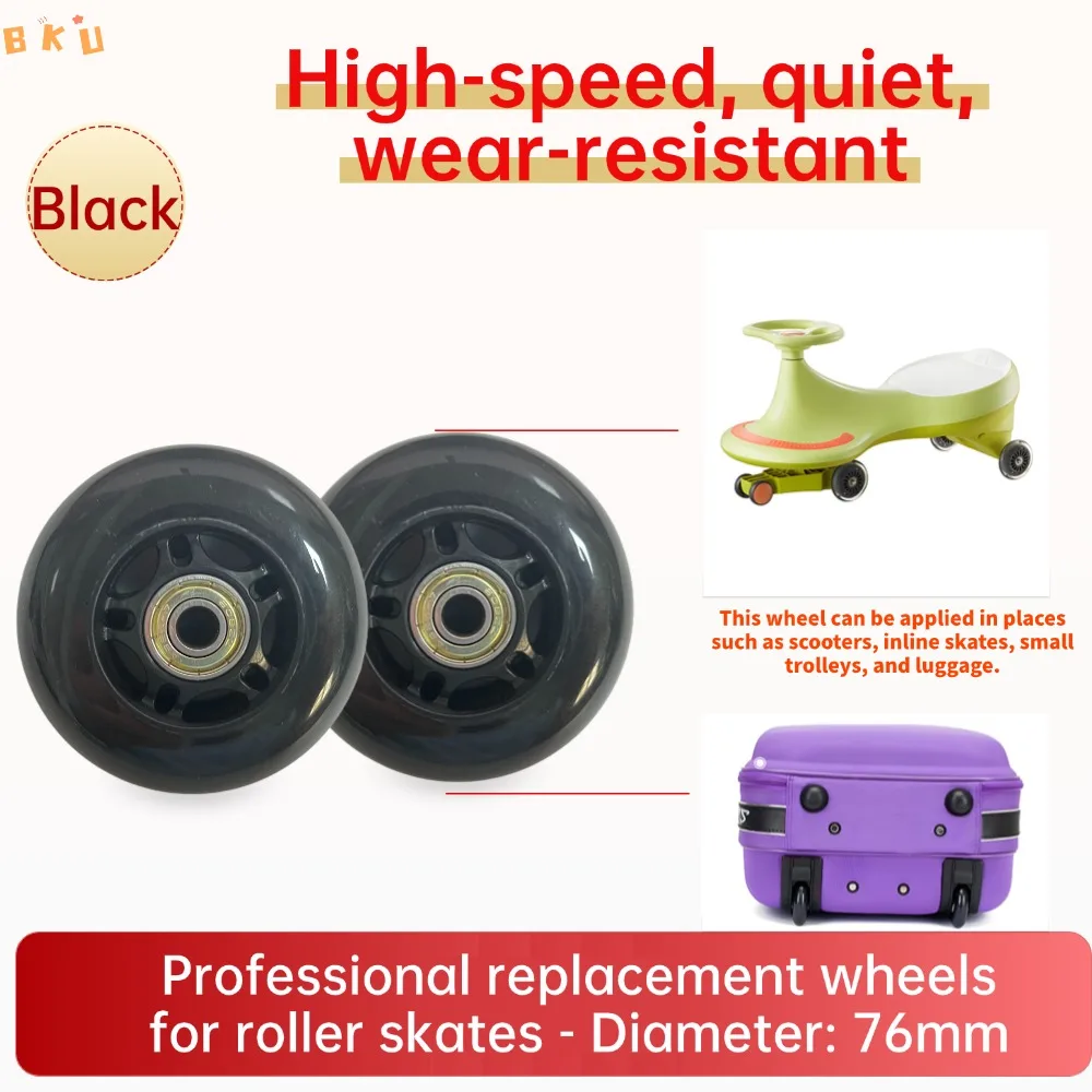 Ruedas de PU de repuesto de 3 pulgadas (76 mm) para patines en línea (paquete de 4), también aplicables a scooters, cochecitos, maletas, etc.