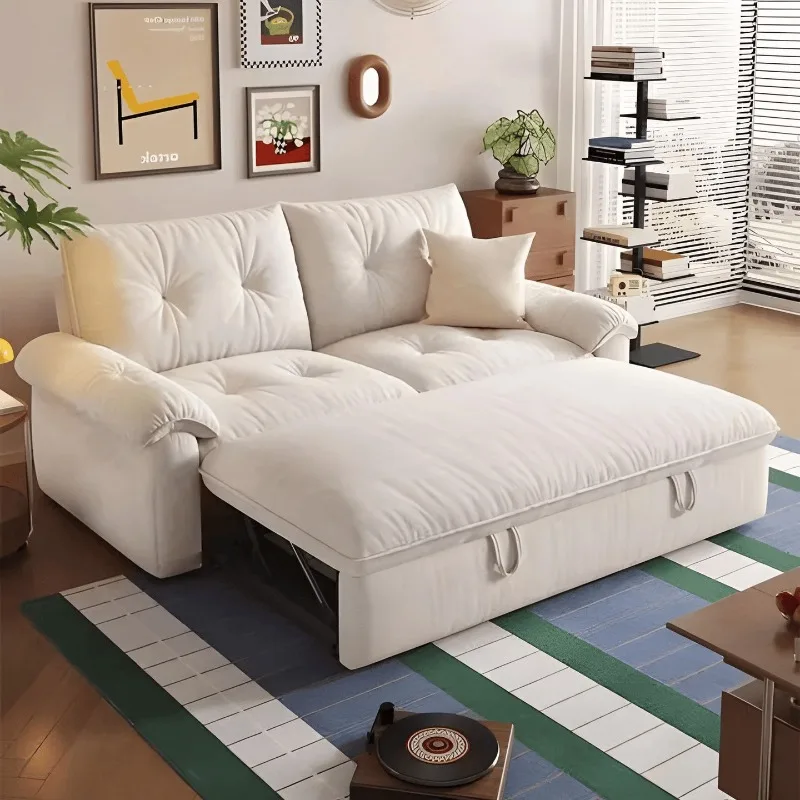 Folding sofa bed, single double guest bedroom dual-purpose telescopic bed, small apartment cloud sofa
