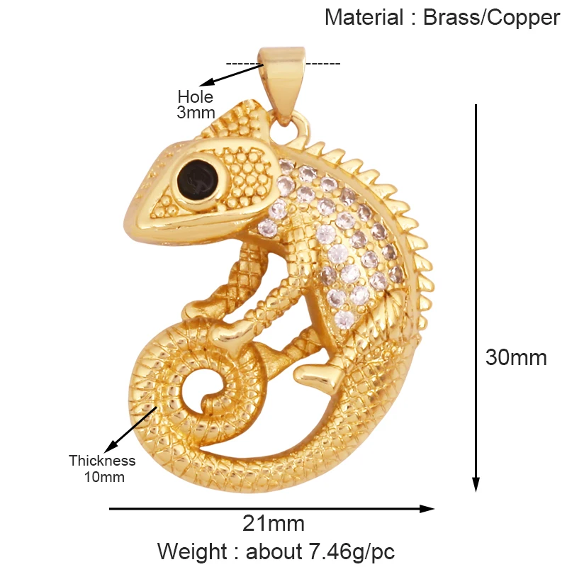 Tier Katze Bär Löwe Leopard Schlange Fuchs Schaf Charm Anhänger, echte 18K vergoldet Halskette Armband Schmuck Komponenten Versorgung S36 – Detail 13