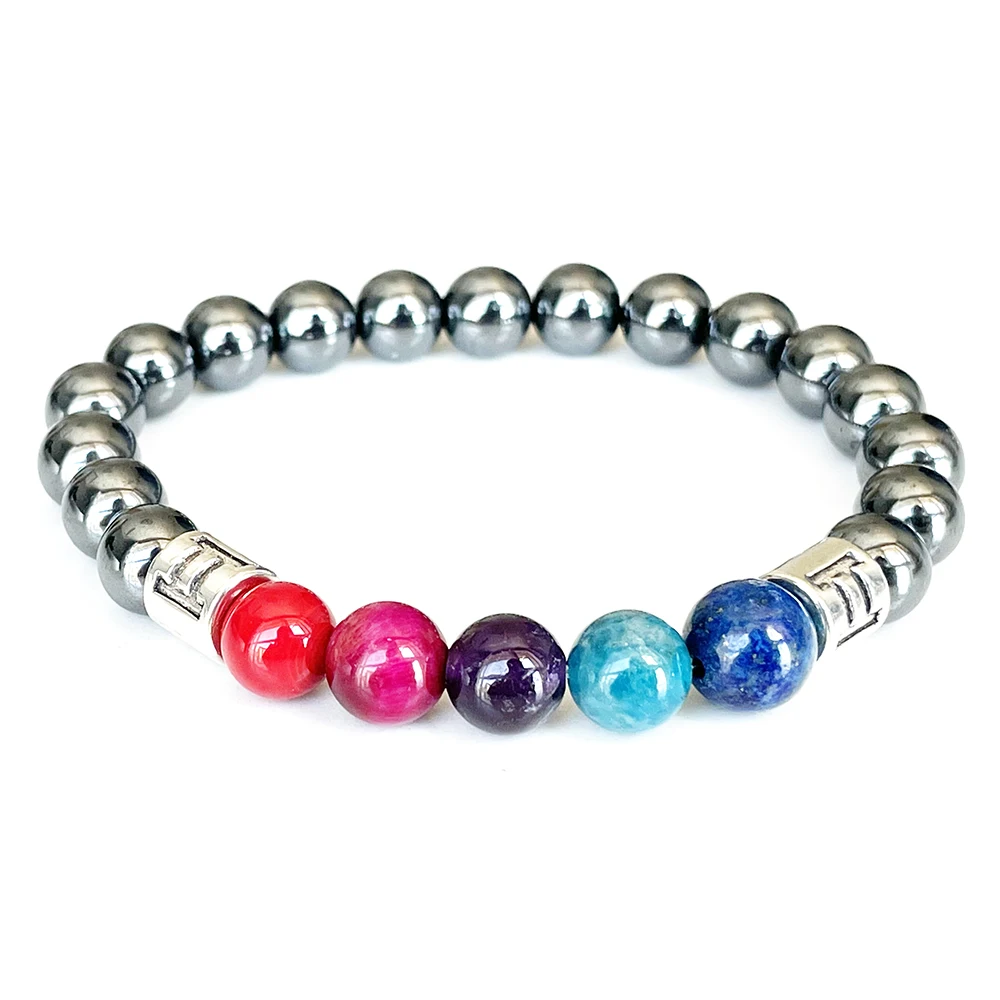 MG1649 New Gemini Zodiac Bracelet 8 MM AA Grade Hematite Red Chakra Stone Energy Wrist Mala Natural Gemstone Jewelry