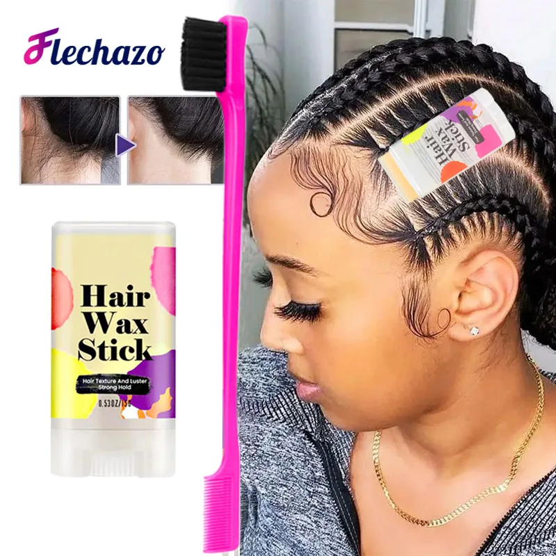 

Hair Wax Stick Hair Styling Stick With Edges Brush Kit Hair Pomade Stick And Brush Tames Baby Hairs Fly Aways Slick Back Stick