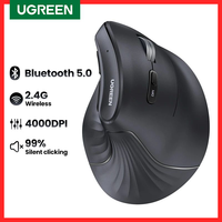 UGREEN Vertical Mouse Wireless Bluetooth5.0 2.4G Ergonomic 4000DPI 6 Mute Buttons for MacBook Tablet Laptops Computer PC Mice