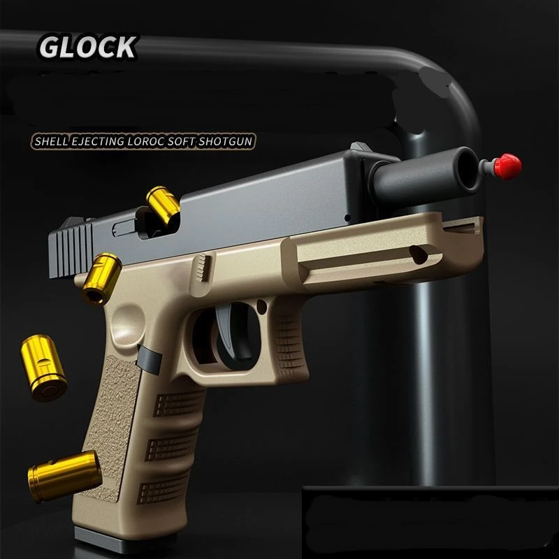 Pistolet jouet Glock à tir continu pour enfants et adultes, éjection de coque, aigle du désert, simulation de balle molle, accessoire de pli de jeu