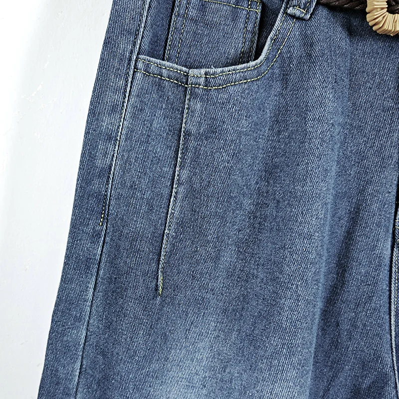 Capris شورت جينز فضفاض للنساء ملابس صيفية فضفاضة كورية Dongdaemun 2025 ملابس نسائية أزرق مقاس كبير سراويل الهانبوك قصيرة