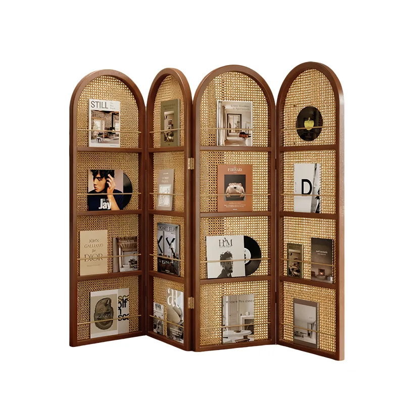 medieval rattan screen, folding partition in the living room