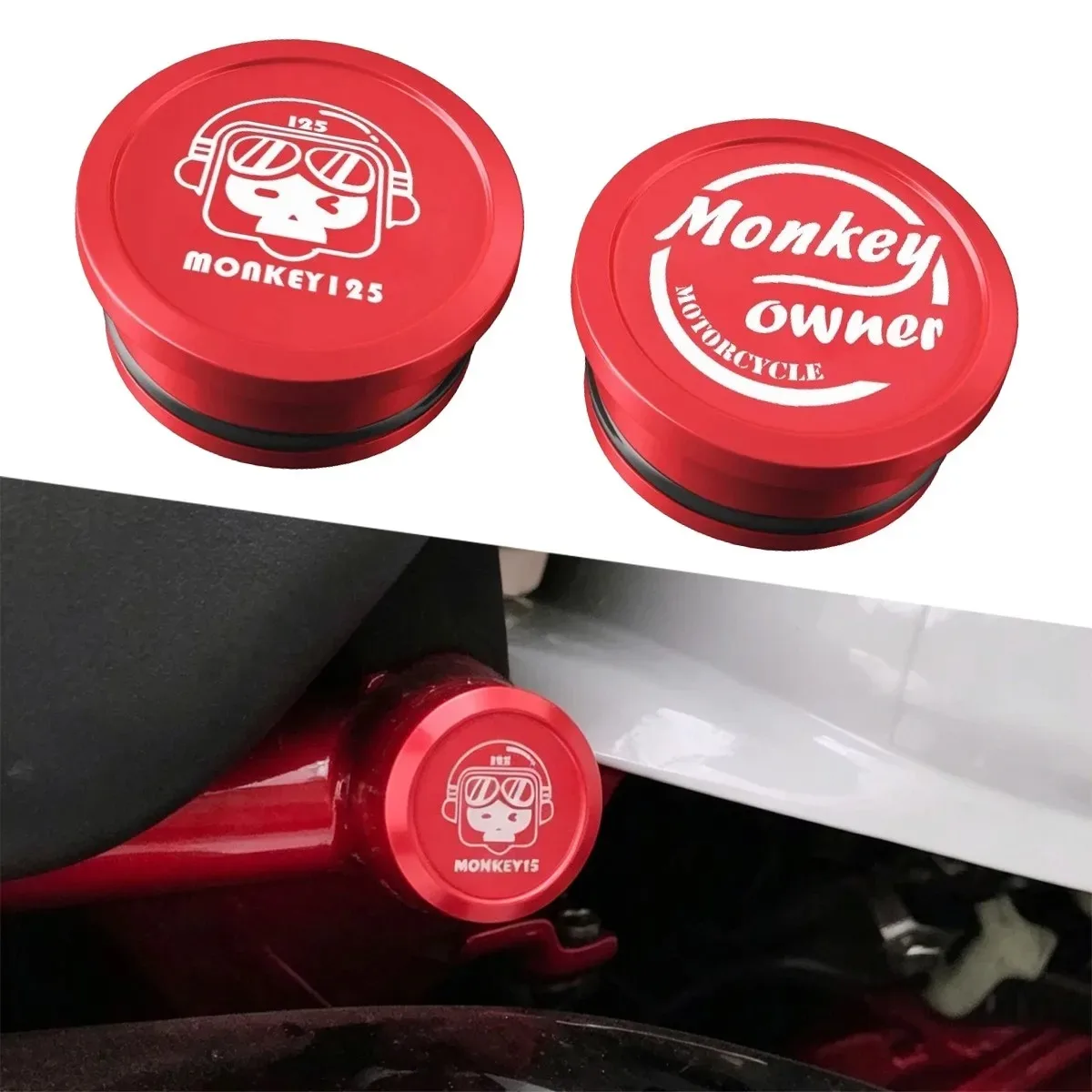 Frame Caps Machined Aluminum Laser Marking For Honda Monkey 125 Z125 Black Frame Caps Machined Aluminum-Laser Marking Trim