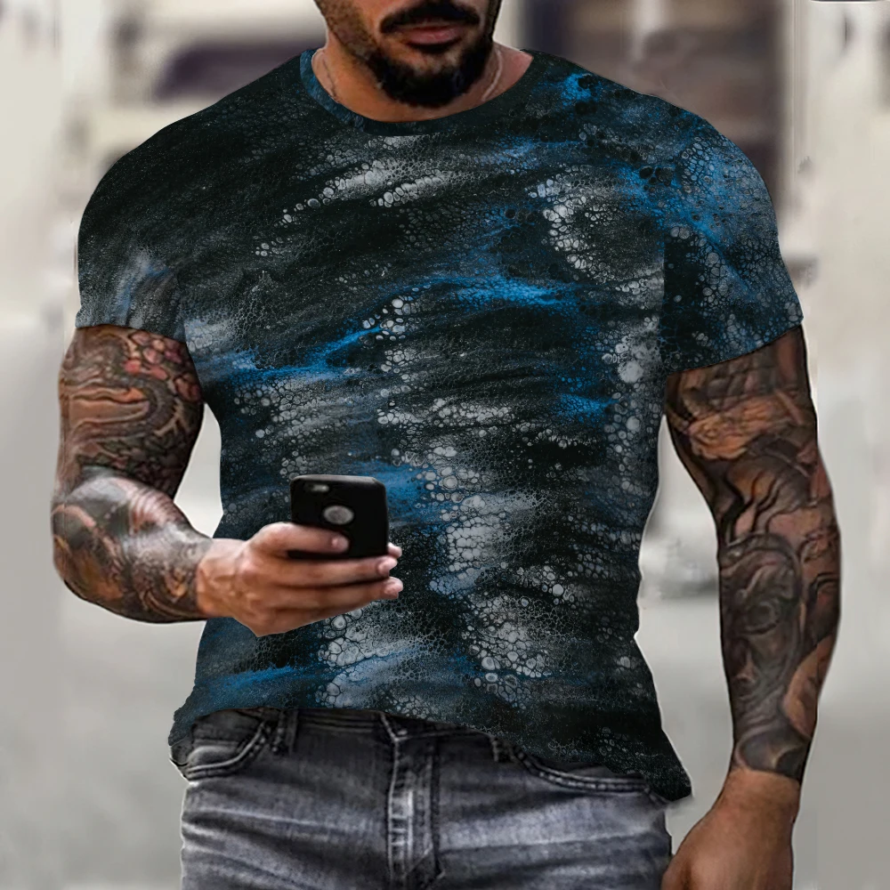 2023 Fashion Men\'s Oversized T-Shirt Summer Short-Sleeve 3D Creativity Printed Sports Fitness Shirt Breathable Streetwear