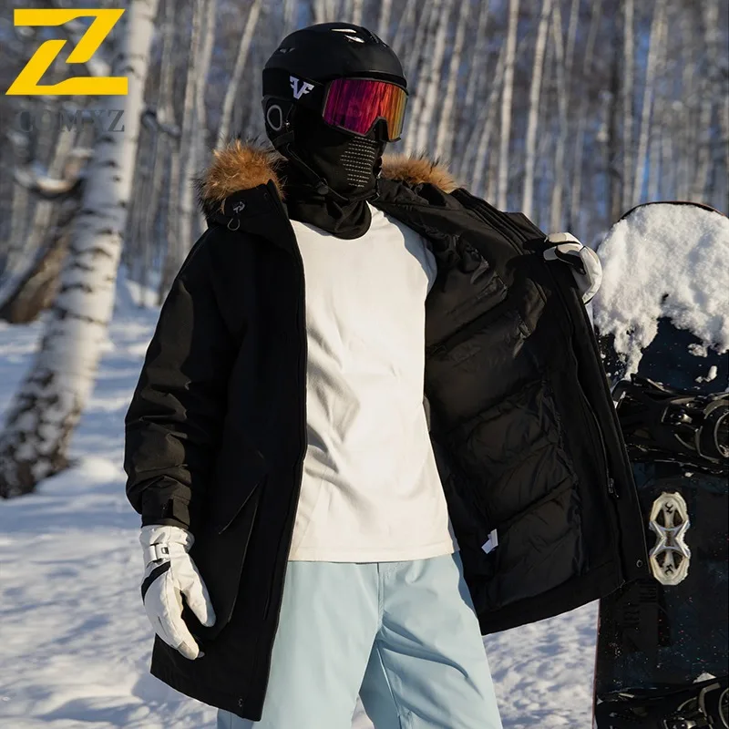 COMXZ Premium Mens Down Jacket Casual Hooded Outdoor Mountaineering Anti-Cold Parka Hiking Travel Comfortable Winter Trench Coat