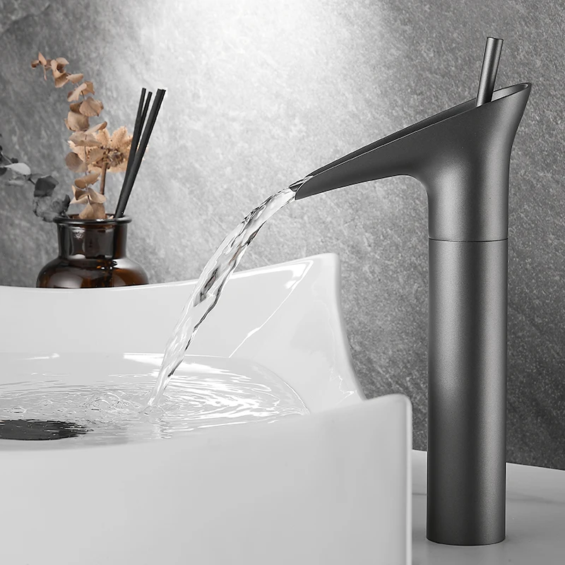 

Серый умывальник Gun, смеситель, умывальник, раковина на столе, ванная комната, раковина, полностью медный смеситель, бокал для горячего и холодного вина