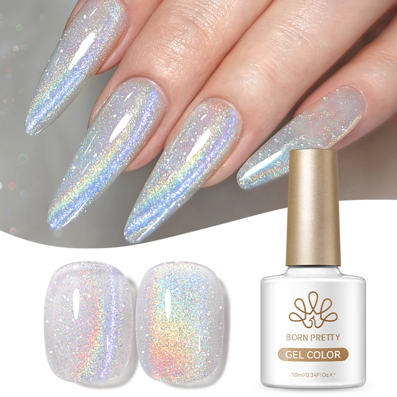 BORN PRETTY 1PC 10ml Holographics Glitter Fantastic White Reflective Cat Magnetic Eye Gel Polish Galactic Soak Off UV LED Art