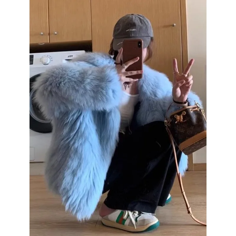 高級高品質ふわふわファーのコート レディース 冬用 暖かい ショート丈 フェイクファー ジャケット ラペルカラー フェイクフォックスファー アウターウェア トレンド