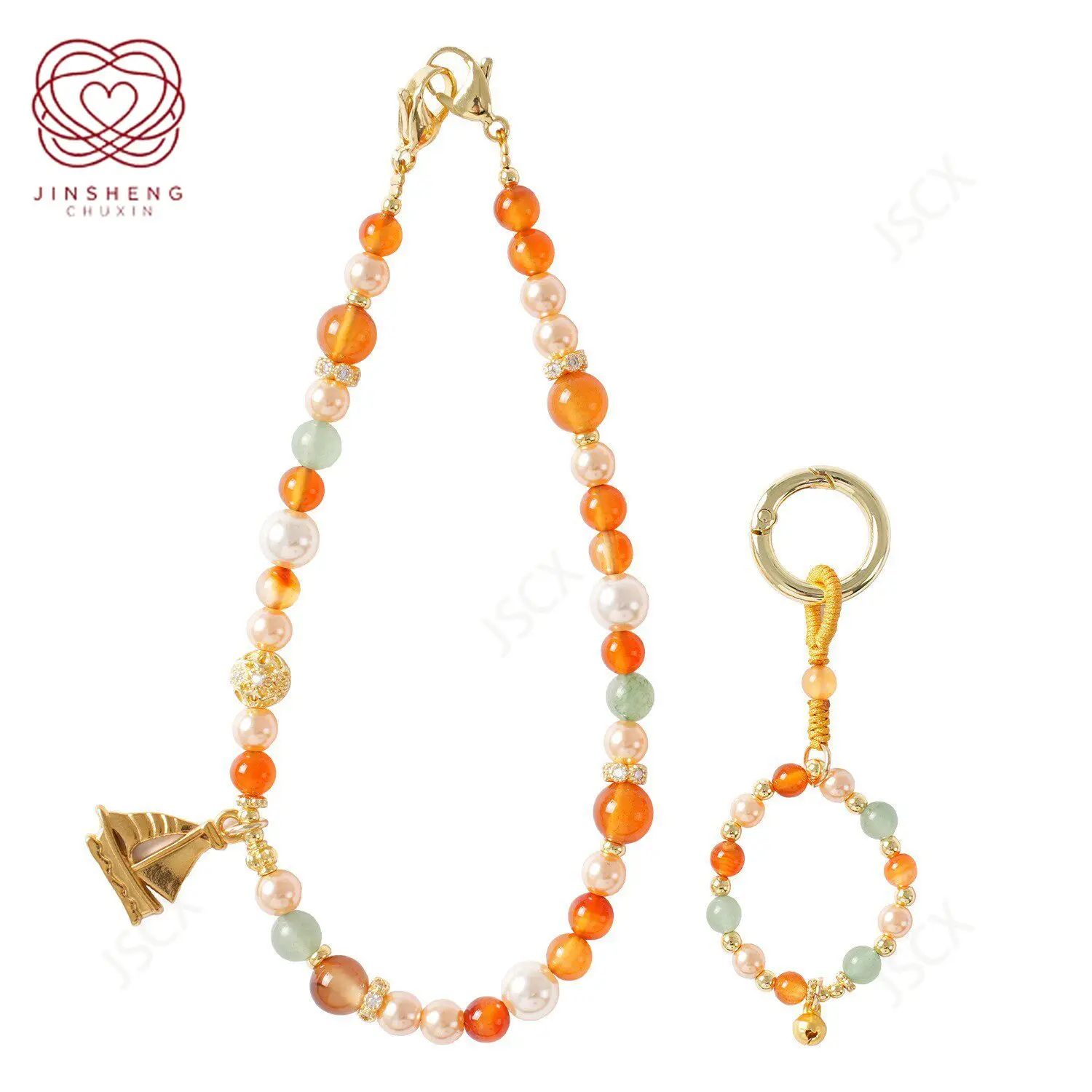 

Premium chain natural agate lucky versatile fashion multi-functional beaded mobile phone lanyard