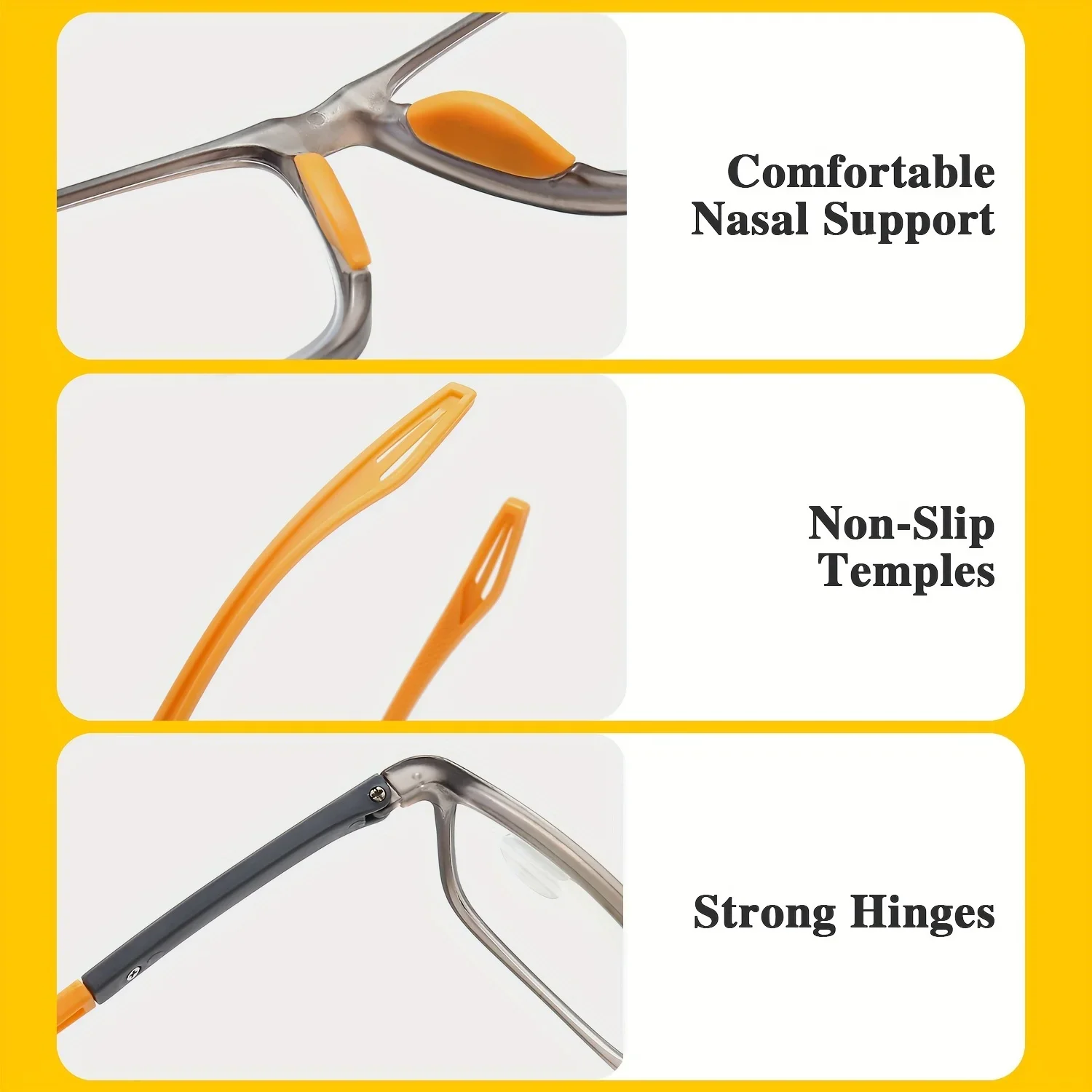 8 Stück Sport-Presbyopie-Brille, rutschfest, Spiegelbein-Design, universelle Lesebrille, geeignet für Männer und Frauen mittleren Alters – Detail 7