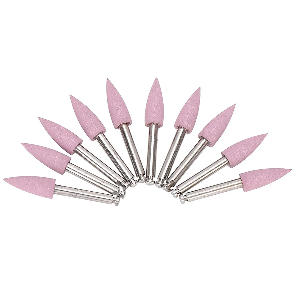 ABRN-10Pcs Polishing Bits, Grinding Drill Bit Fit Slow Machines, For Porcelain Teeth Light Curing