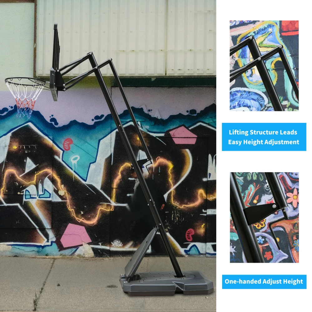 Use for Outdoor Height Adjustable 7.5 To 10ft Basketball Hoop 44 Inch Backboard Portable Basketball Goal System with Stable Base