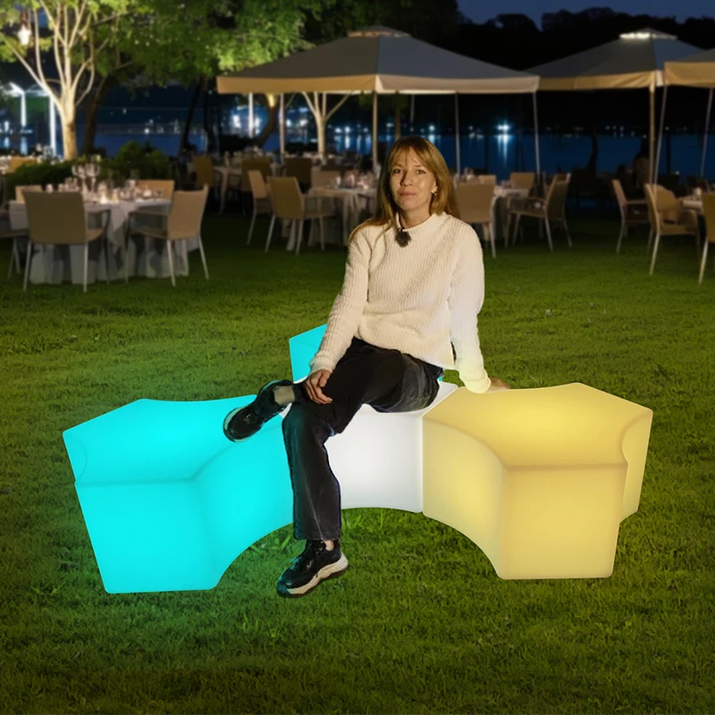 

Modern LED Outdoor Garden Furniture Waterproof Glowing Plastic Bench Glowing Bar Stools Stools For Schools Parks