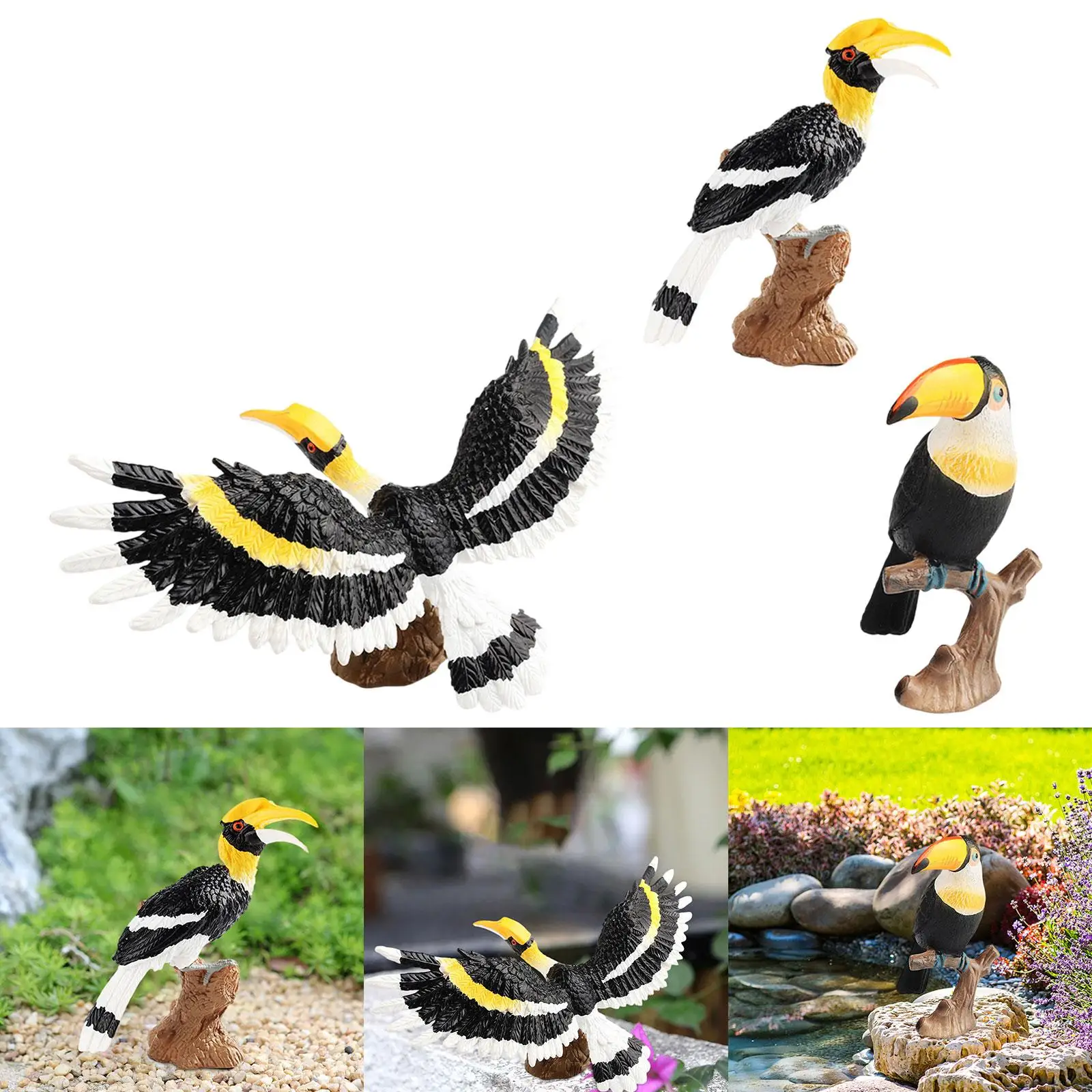 Figurines d'Oiseaux Artificielles en PVC, Jouet d'Ornements de Jardin, Mini Faux Oiseaux Artisanaux