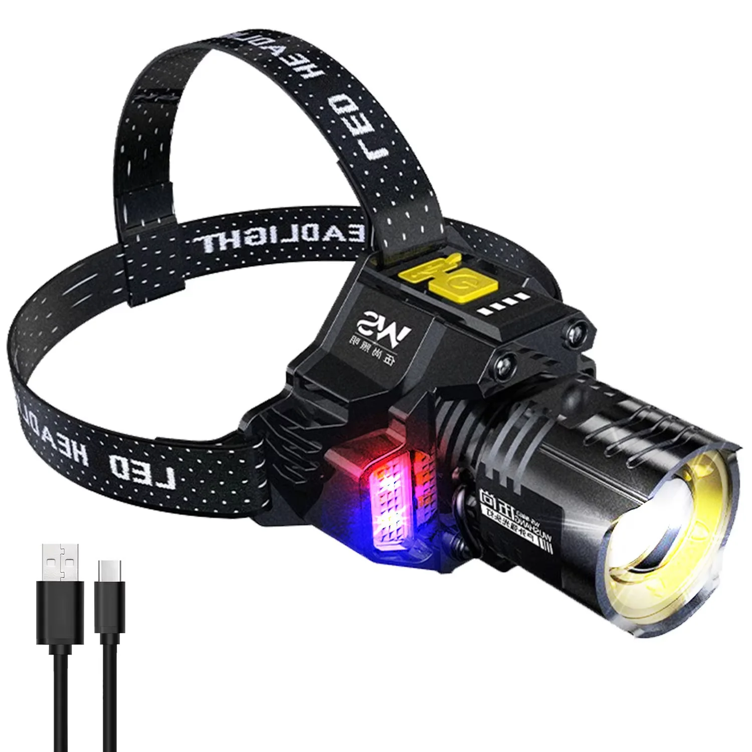 Leistungsstarke LED-Stirnlampe mit Bewegungssensor, USB-Aufladbar, COB-Kopflampe mit Zoom-Funktion, Hochleistungs-Fischerlampe