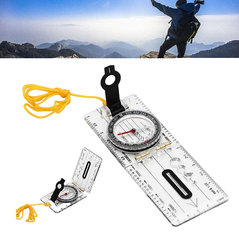 New Outdoor Hiking Survival Guide Tool Compass  Scale Ruler Folding Drawing Multifunctional Waterproof