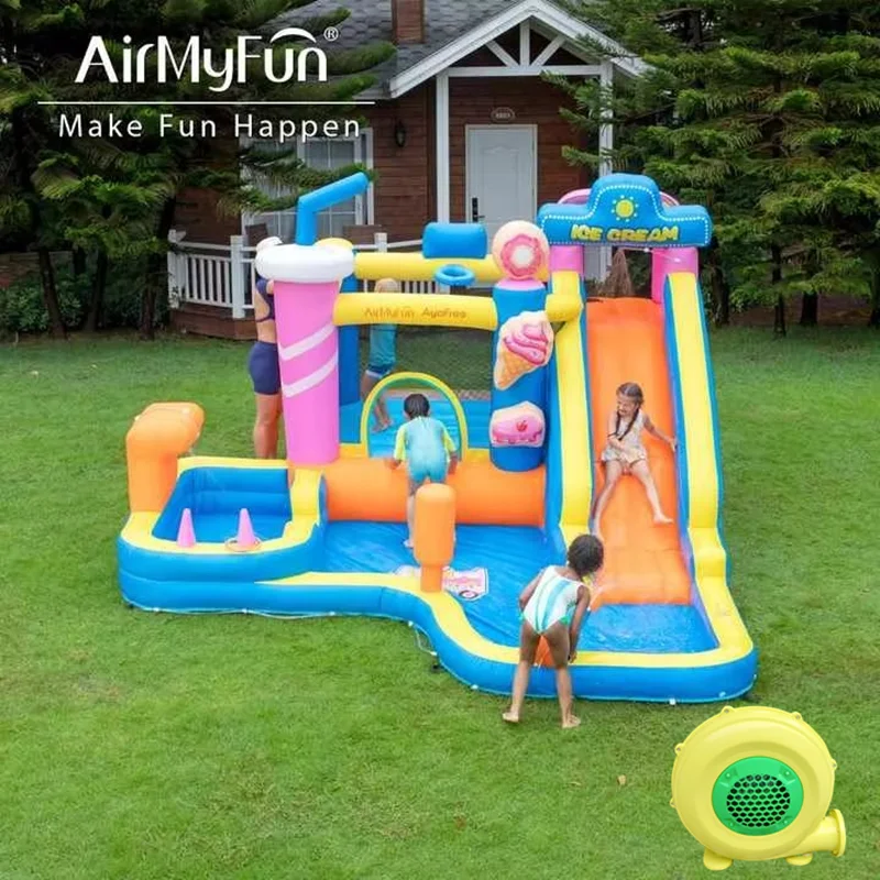 Airmyfun small inflatable water slide environmentally friendly Oxford cloth material ice cream ice cream style inflatable castle